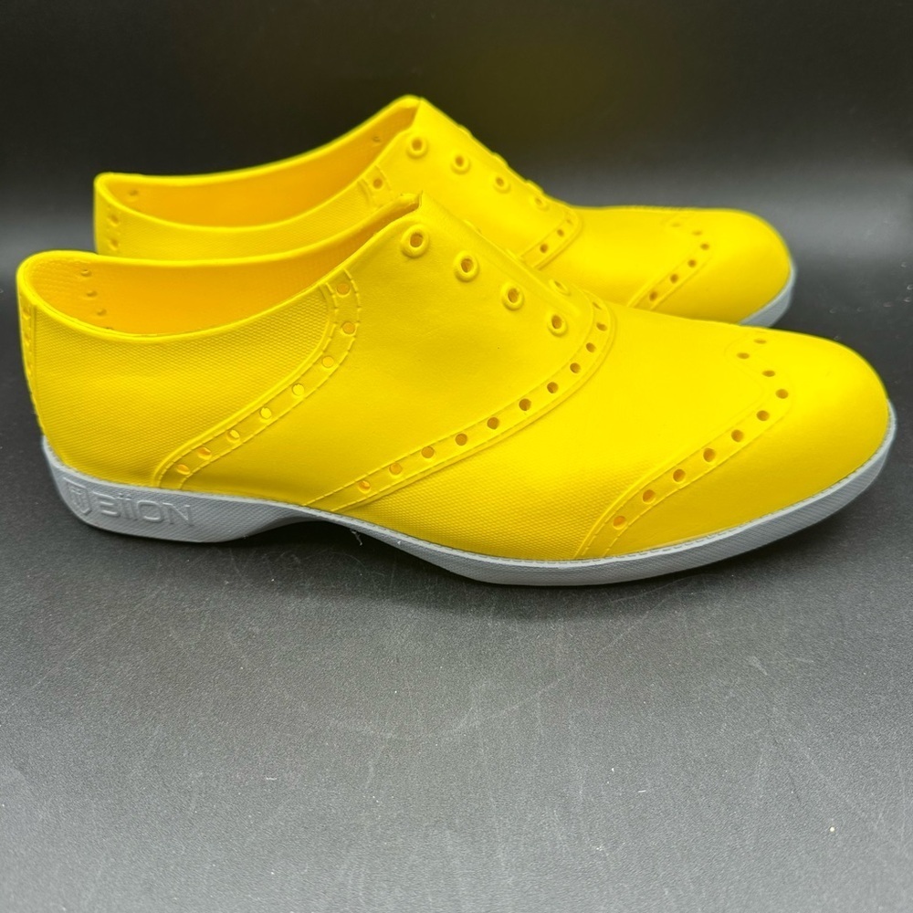 Biion Oxford Unisex Golf Shoes Yellow Spikeless Rubber Size Men's 8 Women's 10 - Picture 3 of 5